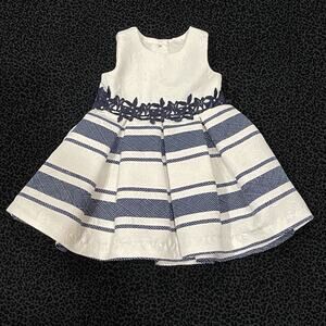 Girls Toddler Baby Dress Size 12M Summer Wedding Party Holiday White Blue